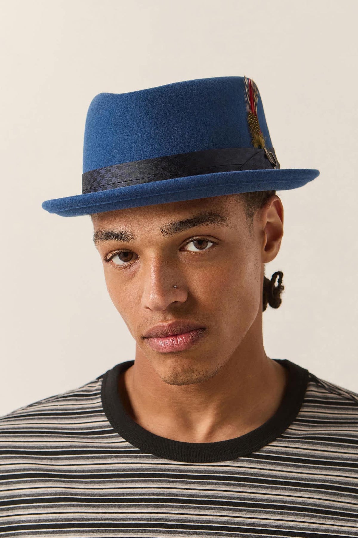 Unisex Stout Pork Pie in the color Classic Navy - Men's Front View