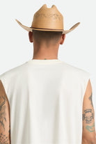 Unisex Lone Star Straw Cowboy Hat in the color Texas Gold - Men's Back View