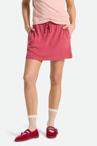 Women's Carefree Organic Garment Dye Lounge Skirt in the color Robust Red - Women's Front View