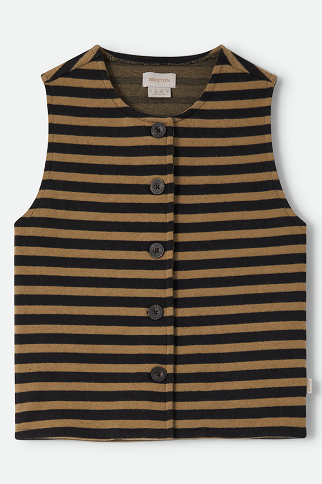 Women's The Audrey Knit Top in the color Washed Black/Khaki Stripe - Front Product View