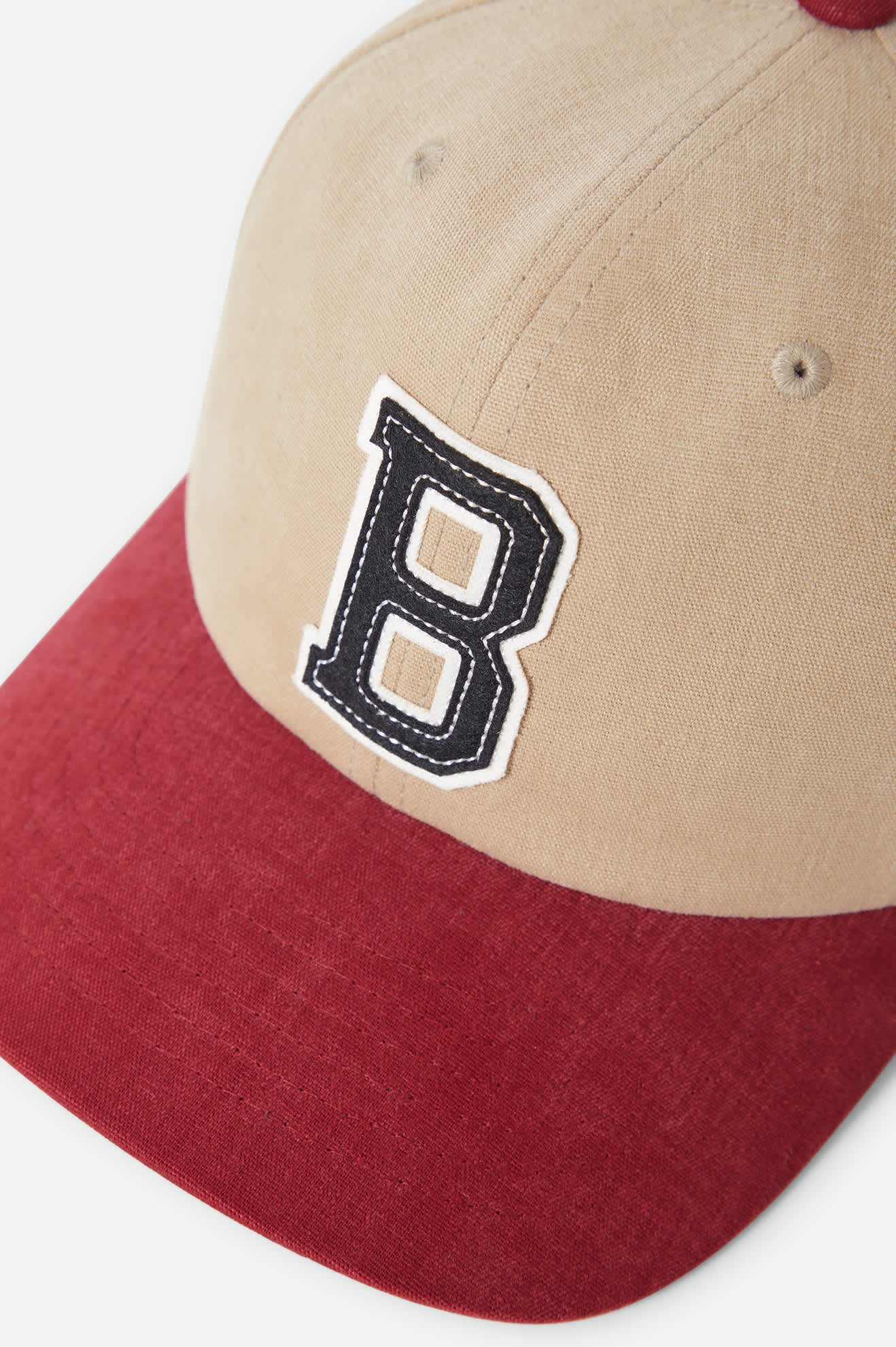 Unisex Big B Adjustable Hat in the color Sand/Burgundy - Additional Laydown image