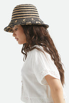 Women's Redding Packable Straw Bucket Hat in the color Black/Natural - Women's Side View
