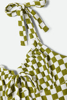 Women's The Tie Dress in the color Sublime Green Checkerboard - Additional Laydown image