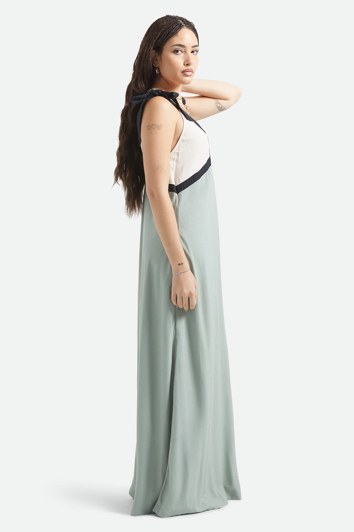 slim fit dress slacks Women's Sunset Tie Slip Dress in Sage Green/Whitecap – Brixton