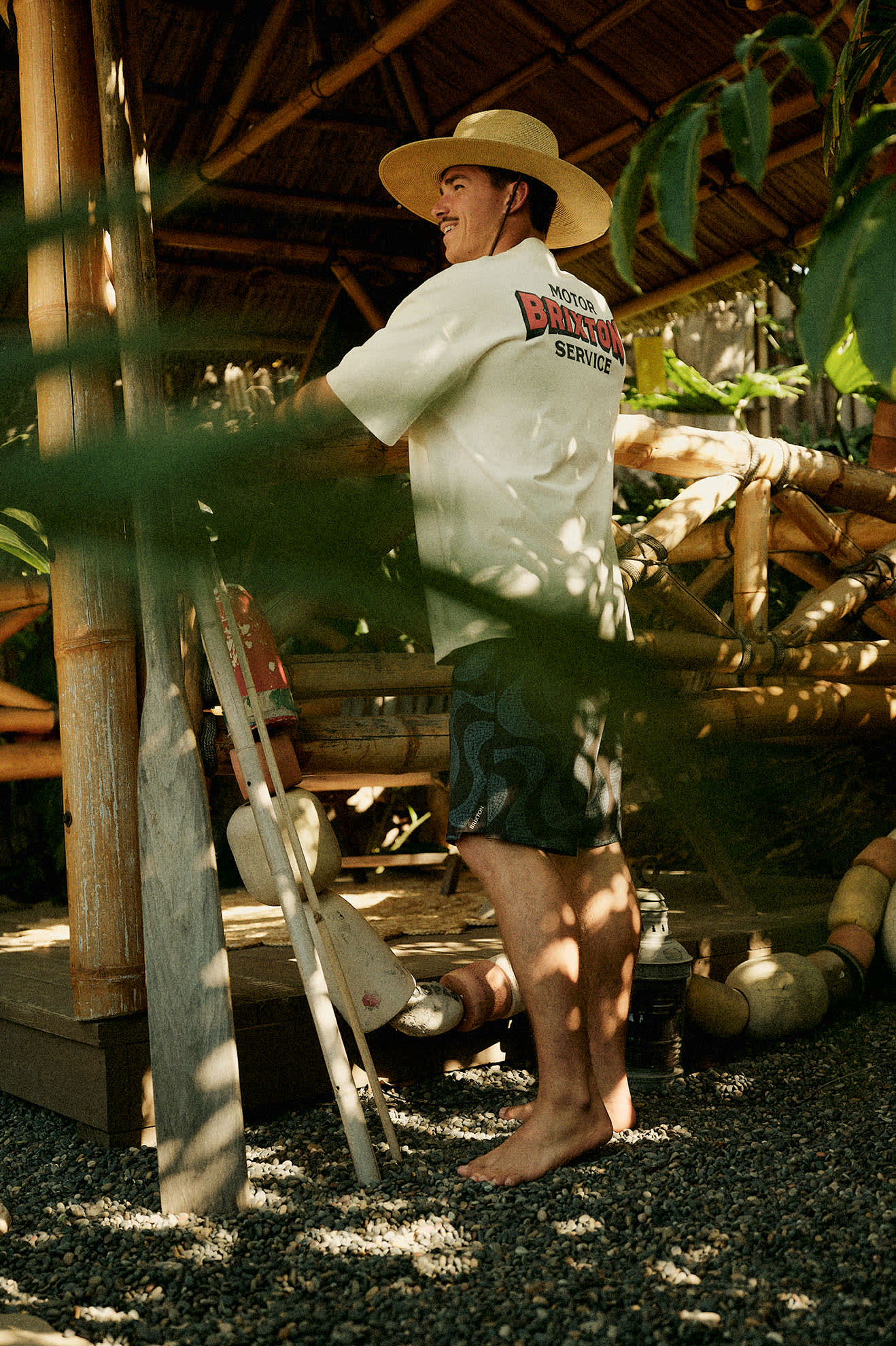 Men's The Dexter Textured Stripe Short Sleeve Shirt in the color Black/Dusty Blue - Men's Lifestyle image