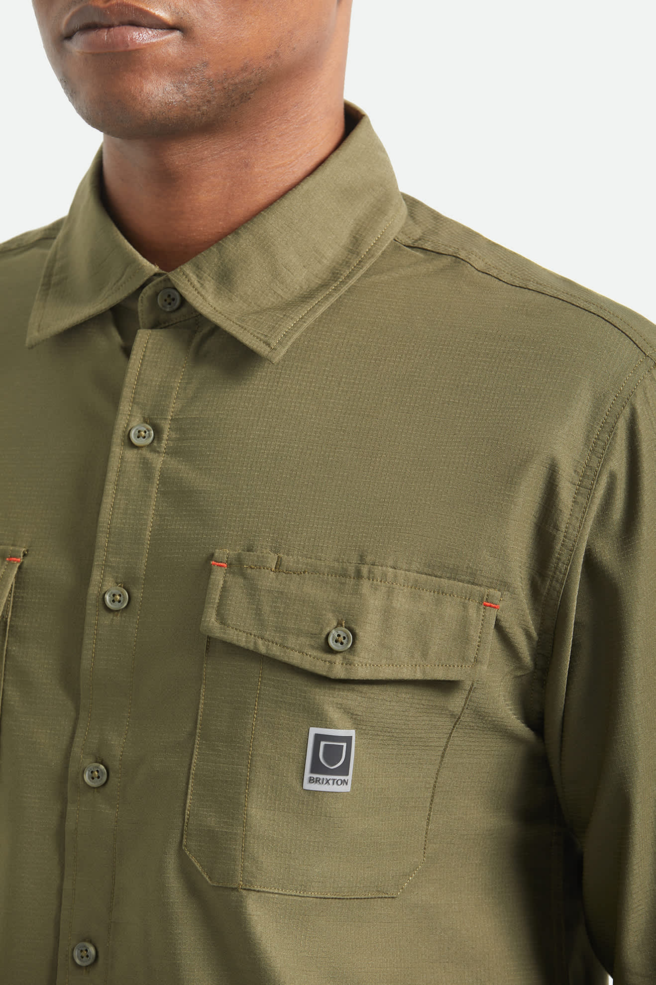 Men's Journey Lightweight Long Sleeve Shirt in the color Dark Olive - Additional Fit image