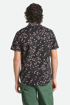 Men's Charter Slub Short Sleeve Shirt in the color Black/Pink - Men's Back View