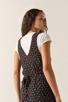 Women's The Molly Silky Dress in the color Black Ditsy Floral - Additional Fit image