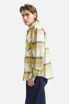 Men's Bowery Lightweight Ultra Soft Flannel in the color Yellow/Dusted Ochre - Men's Side View