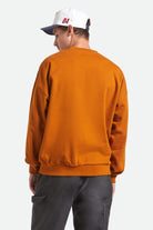 Men's Embroidered Heavyweight Crew in the color Rustic Caramel - Men's Back View