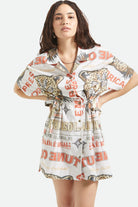 Women's The Cinch Button Down Short Sleeve Dress in the color Lost In Reality Print - Additional Fit image