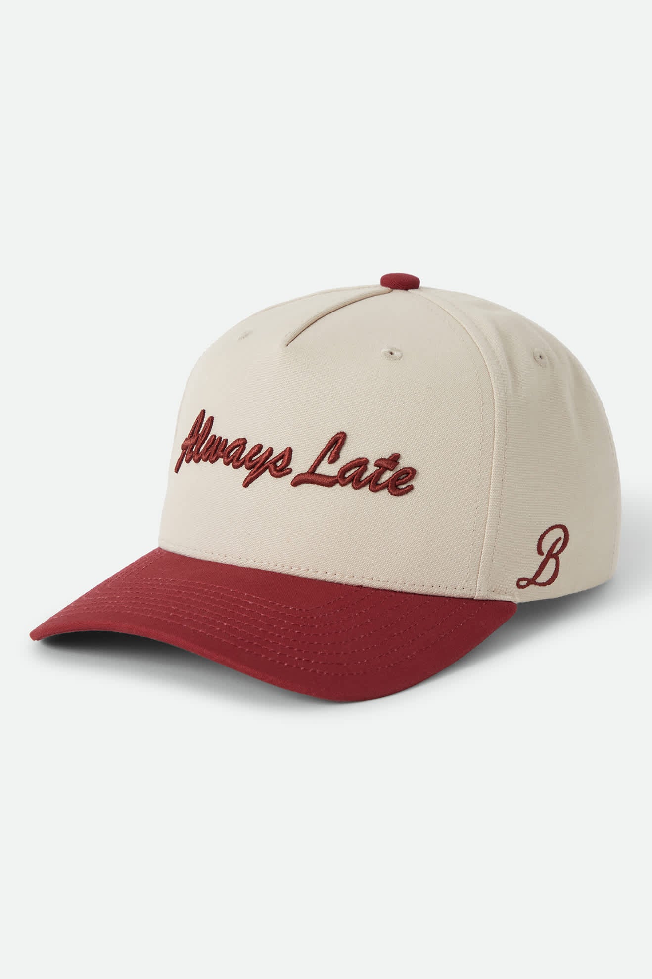 Women's Always Late Snapback in the color Off White/Dark Brick - Front Product View