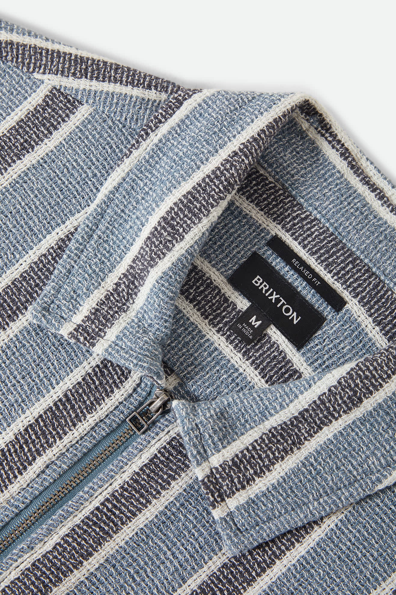 Men's The Dexter Textured Stripe Short Sleeve Shirt in the color Black/Dusty Blue - Additional Laydown image