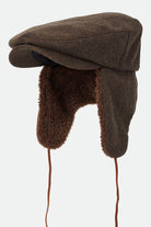 Unisex Barrel Earflap Snap Cap in the color Brown/Brown Tweed - Additional Laydown image