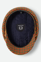 Unisex Fiddler Fisherman Cap in the color Taupe/Orange/Royal - Additional Laydown image