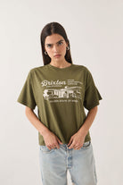 Women's Your Destination Awaits Boxy Crop Top in the color Dark Olive - Additional Fit image