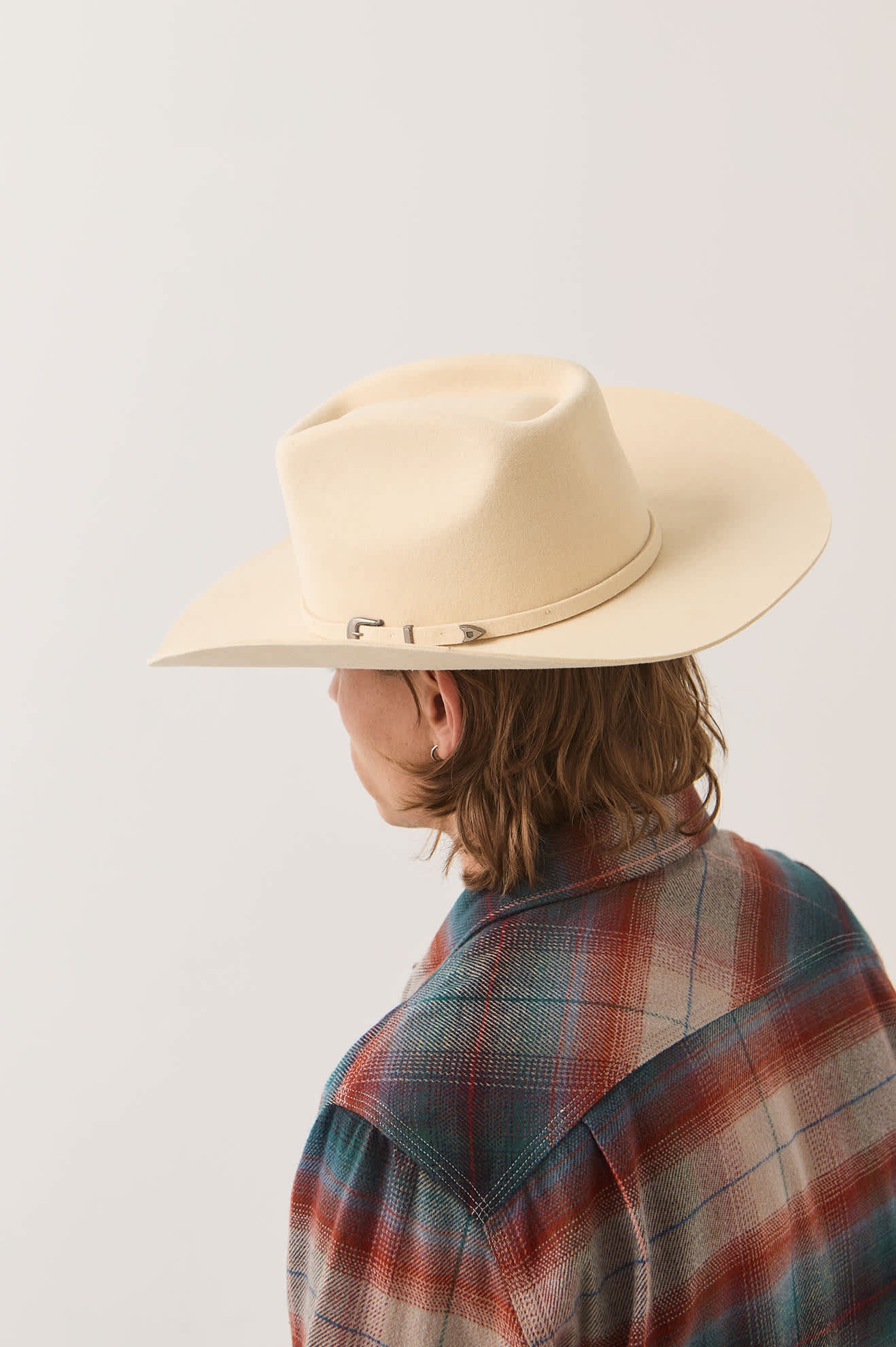Unisex Prescott Brick Top Cowboy Hat in the color Wax Paper - Men's Back View