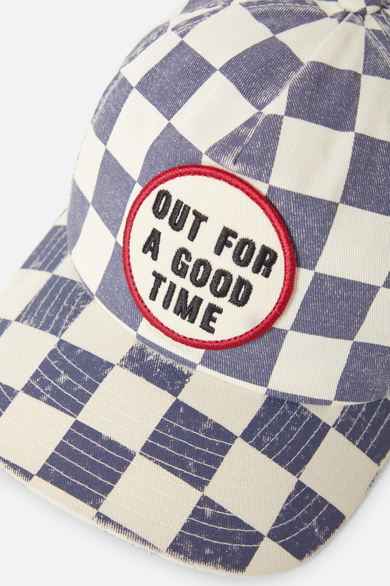 Women's Out For A Good Time Adjustable Hat in the color Navy Gingham - Additional Laydown image