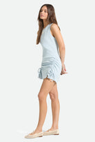 Women's Ribbed Cinch Mini Dress in the color Blue Aura - Women's Side View