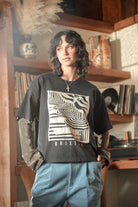 Women's Poolside Boxy Crew T-Shirt in the color Washed Black - Women's Lifestyle image