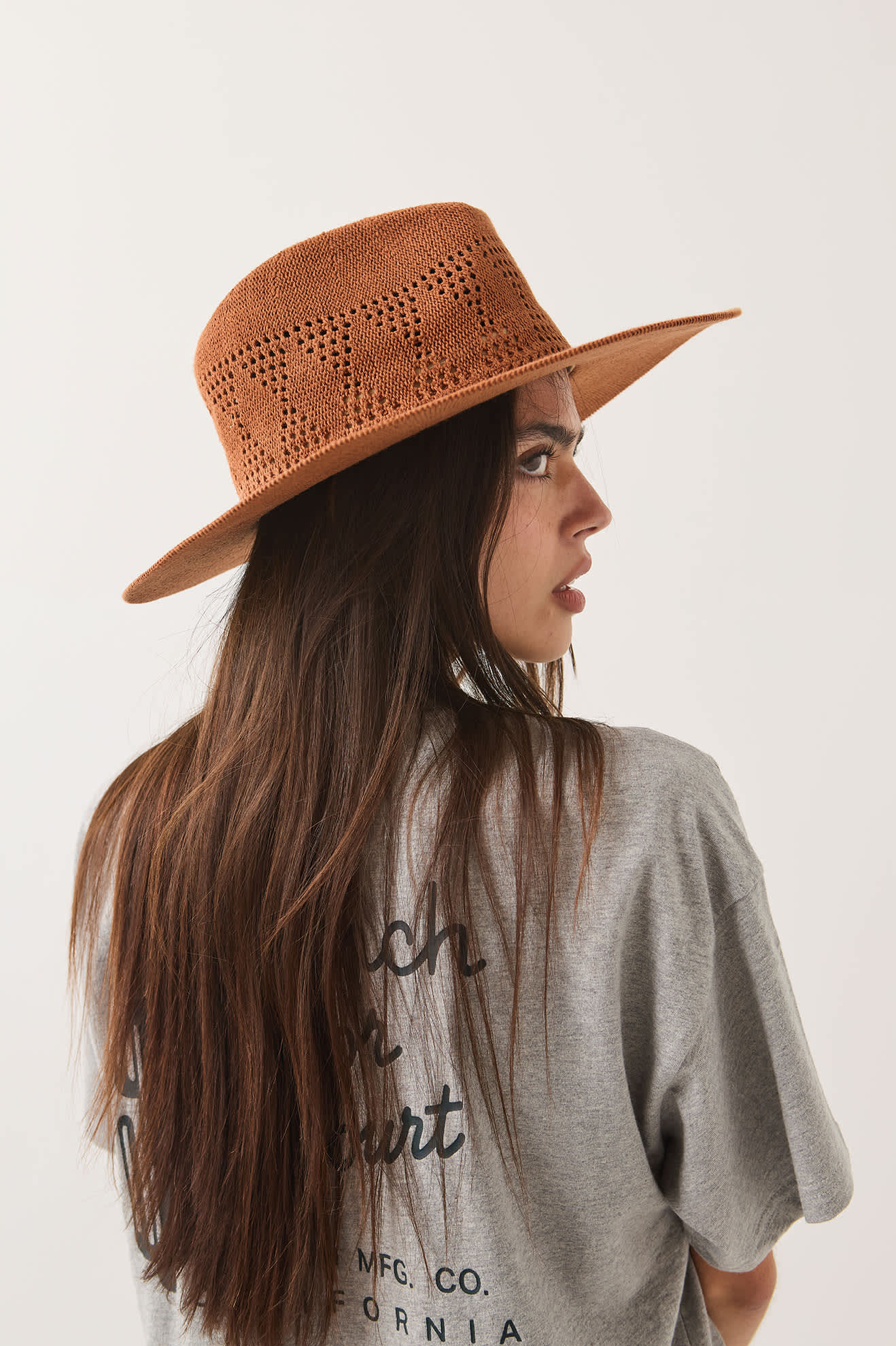Women's Sophia Knit Packable Hat in the color Caramel - Women's Back View