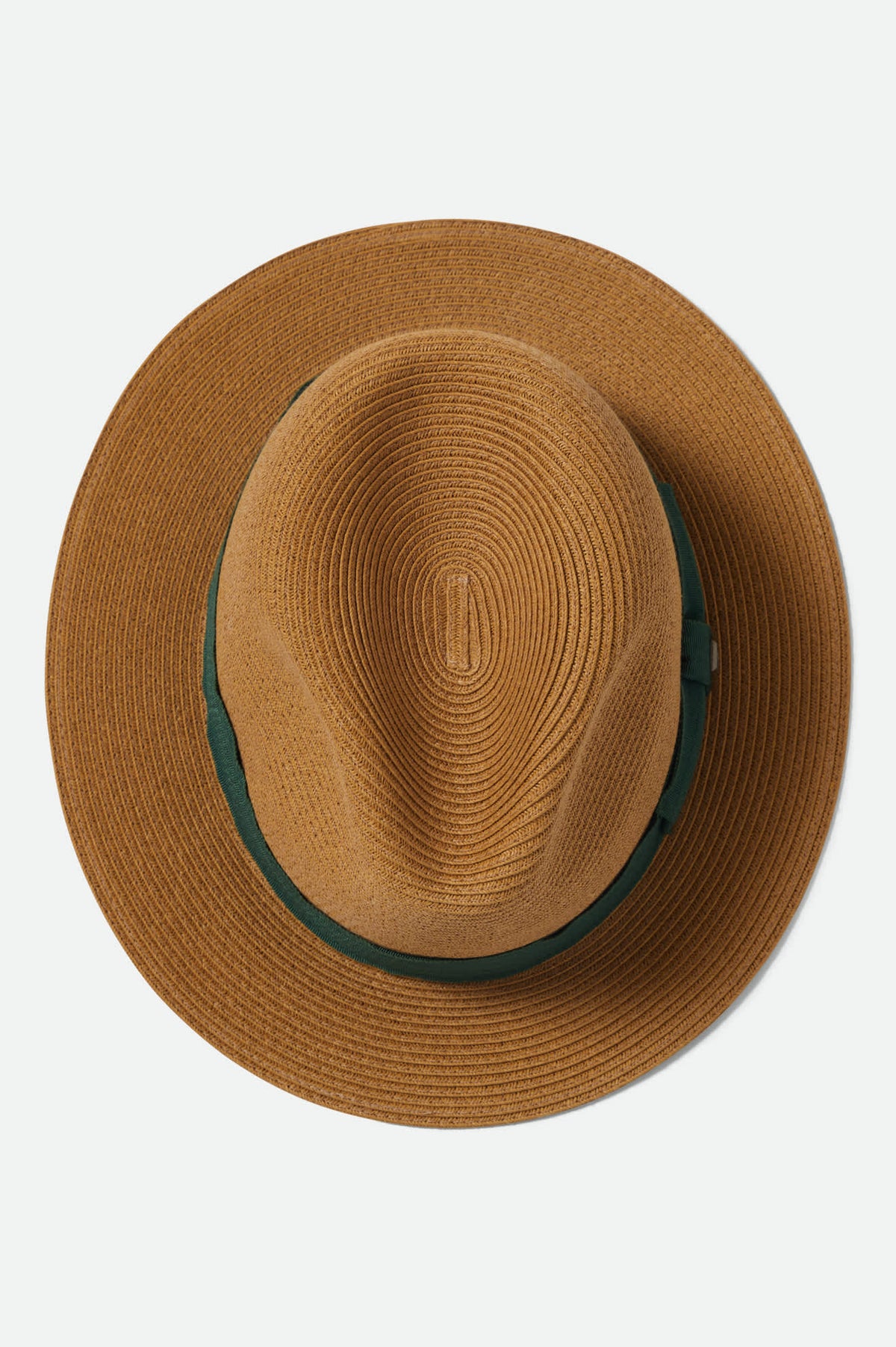 Unisex Roma Straw Packable Fedora in Dark Tan/Primal Green  display picture 3