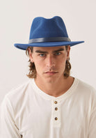 Unisex Messer Fedora in the color Classic Navy - Men's Front View