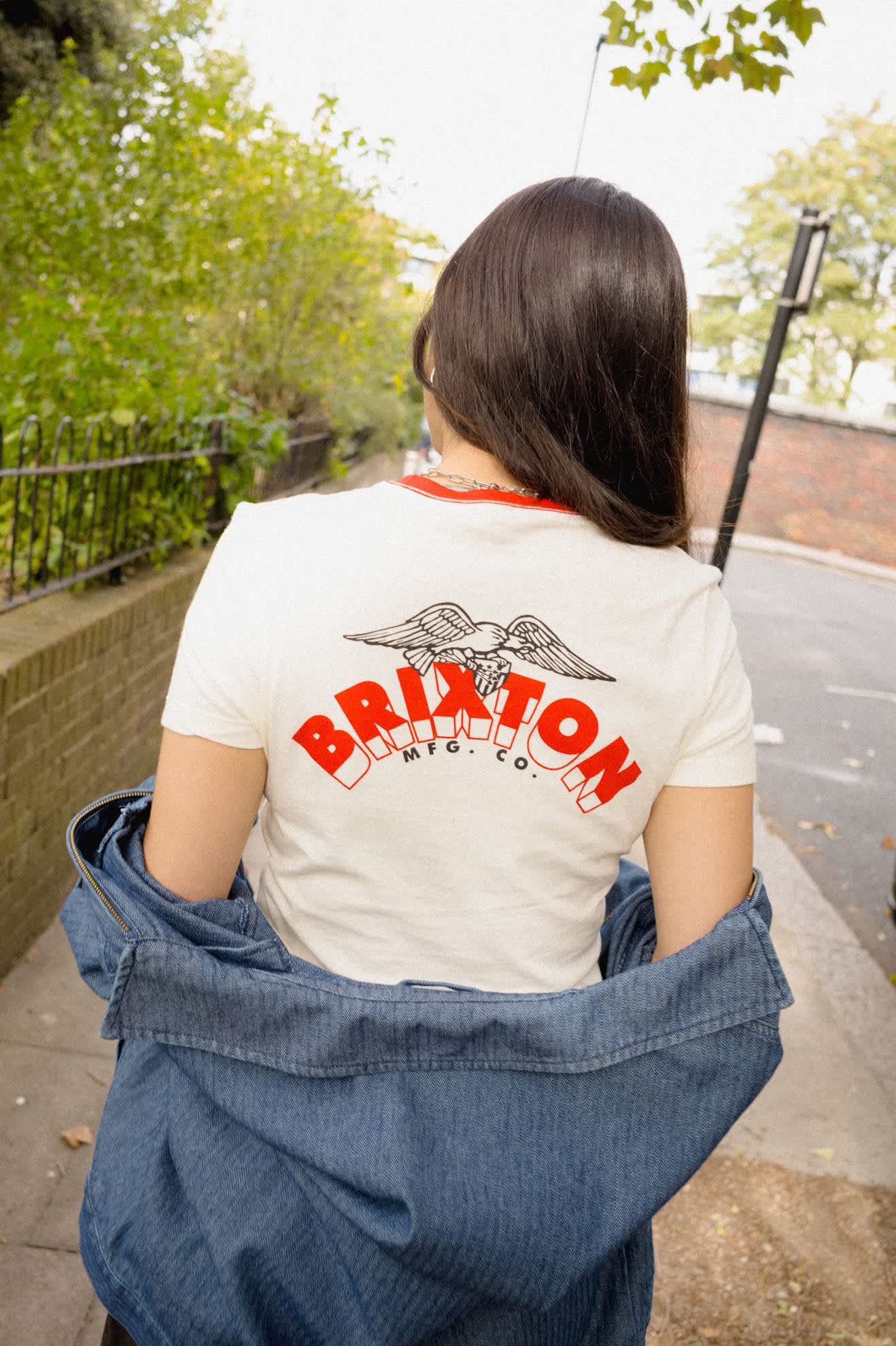 Women's Brixton Banner Slim Crew T-Shirt in the color Off White - Women's Lifestyle image