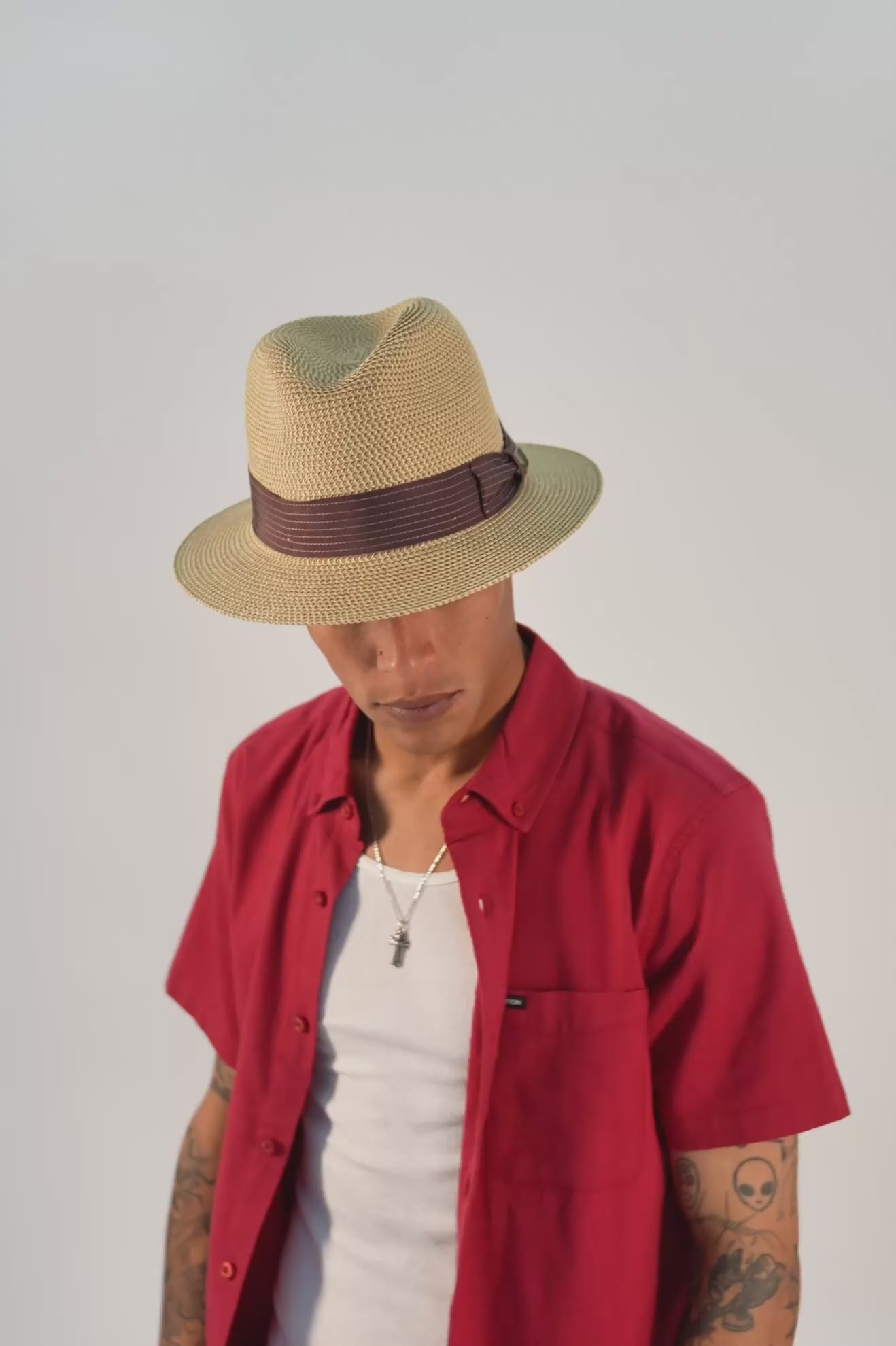 Unisex Roma Straw Packable Fedora in Multi Brown/Chocolate – Brixton