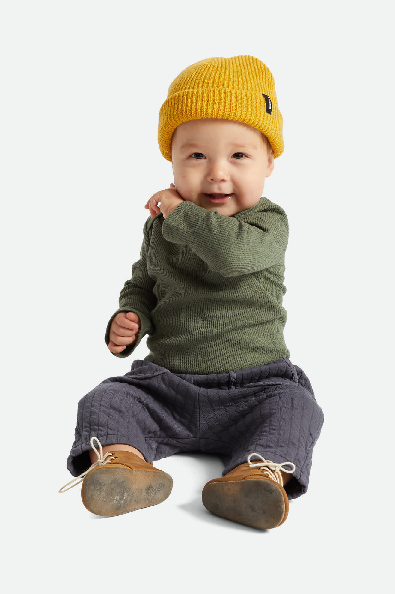 Infant Baby Heist Beanie in the color Mustard - Men's Front View