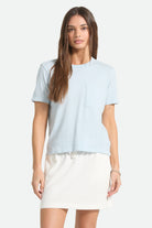 Women's Carefree Organic Garment Dye Perfect T-Shirt in the color Blue Aura - Women's Front View