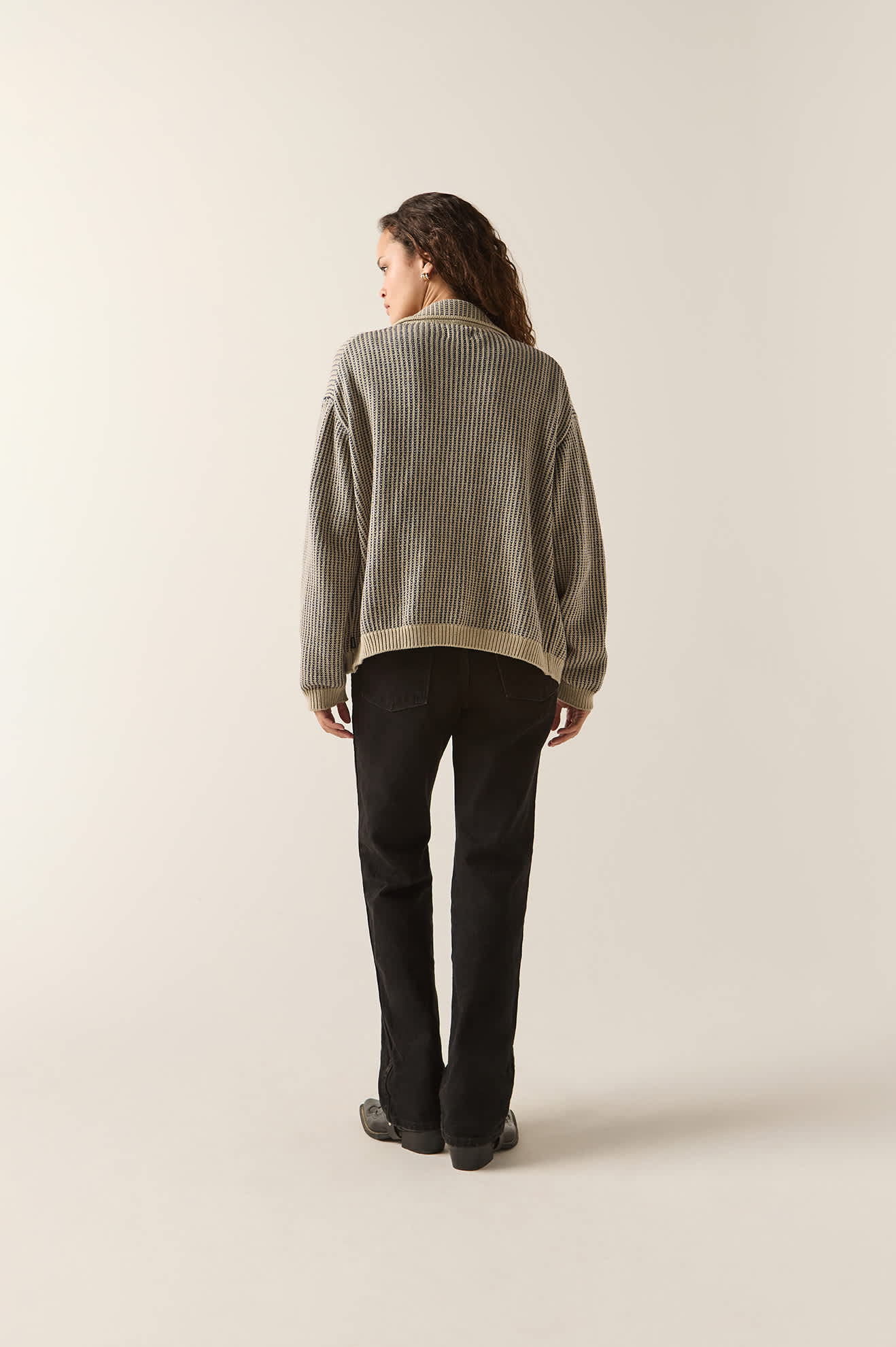 Unisex Pacific Zip Sweater in the color Navy/Whitecap - Additional Fit image