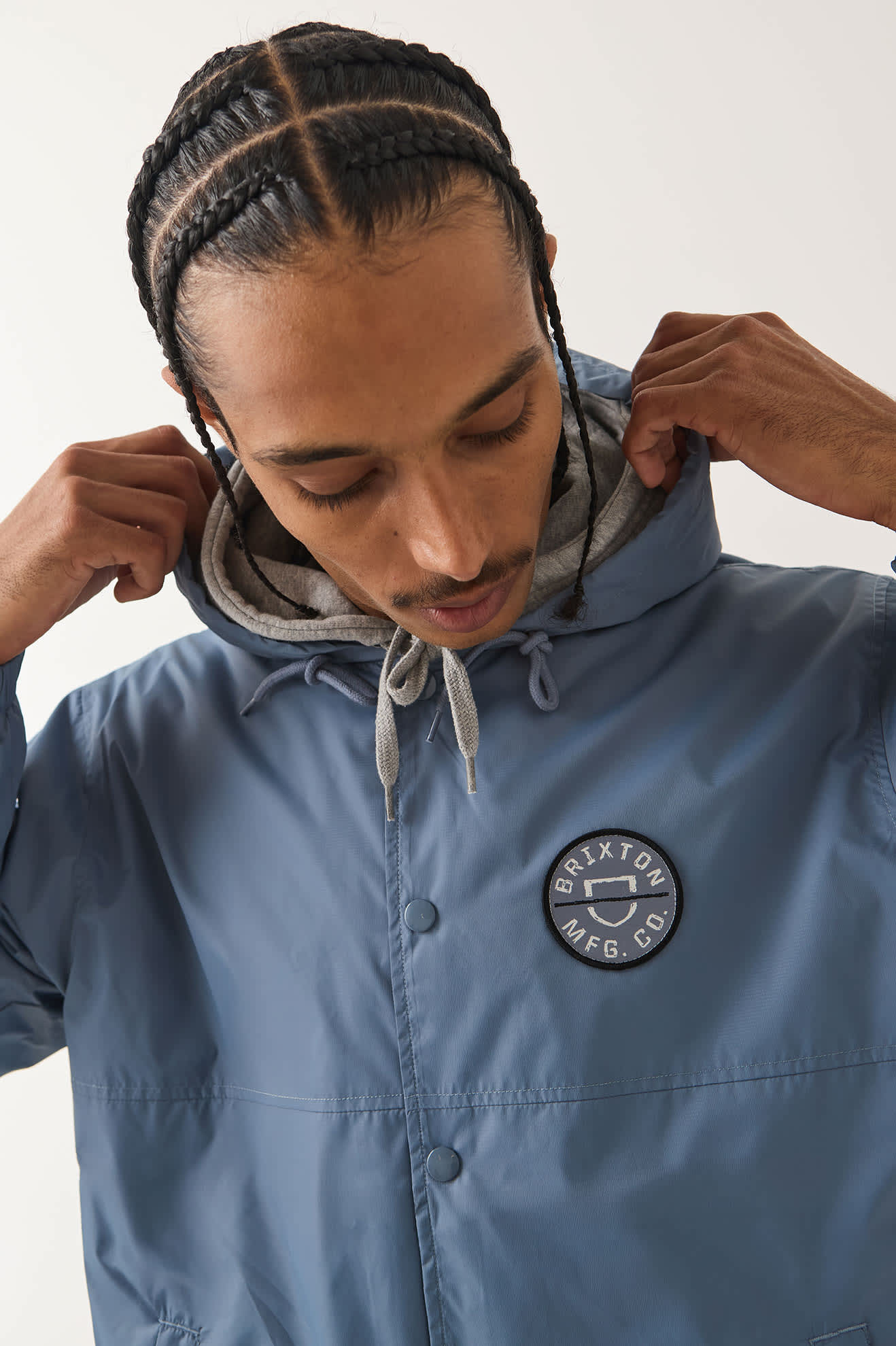 Men's Hooded Claxton Lightweight Jacket in the color Slate Blue - Additional Fit image