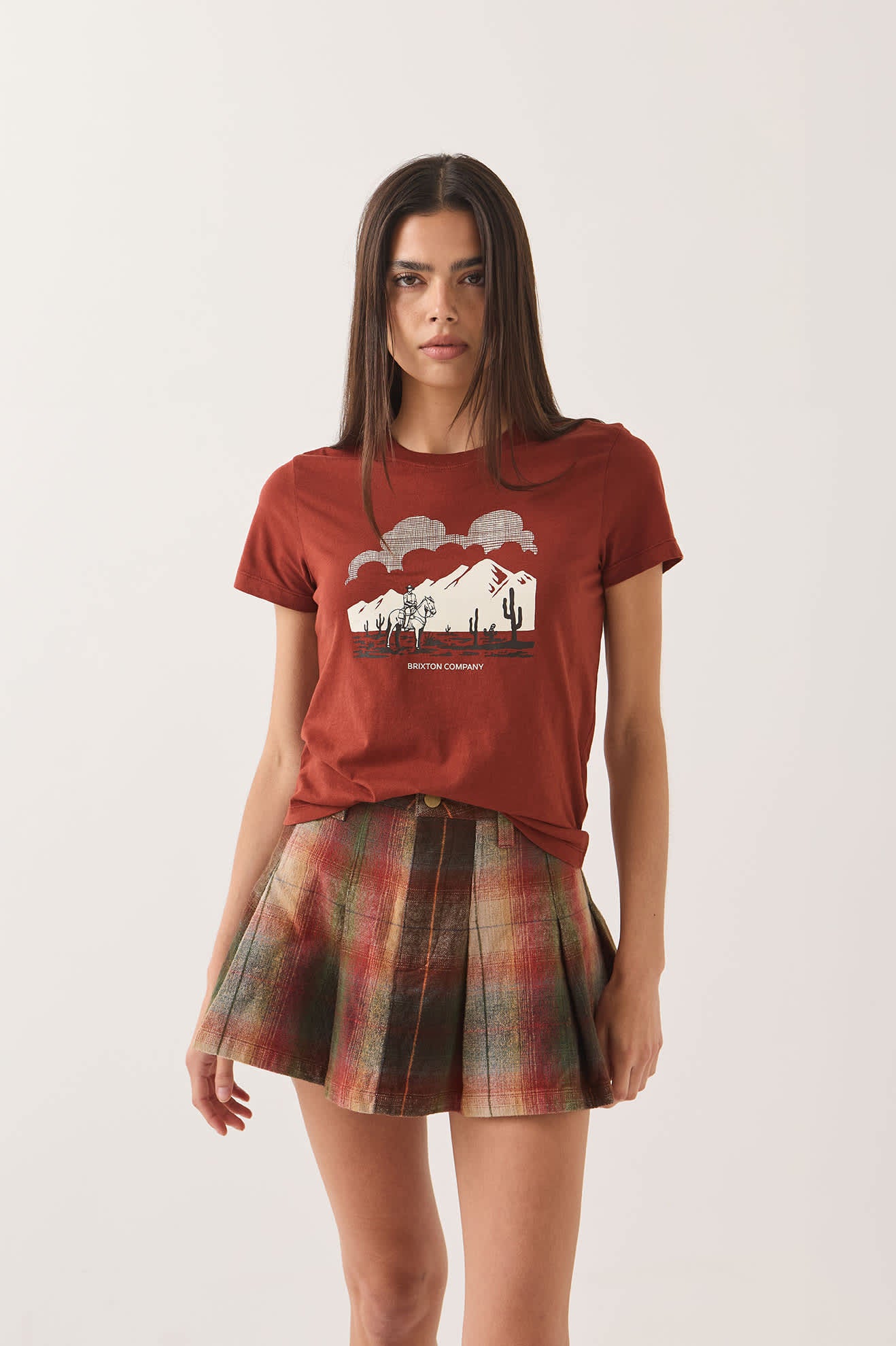 Women's Great Springs Slim Crew T-Shirt in the color Dark Brick - Women's Front View