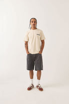Men's Brixton Relaxed Short in the color Washed Black Denim - Men's Front View