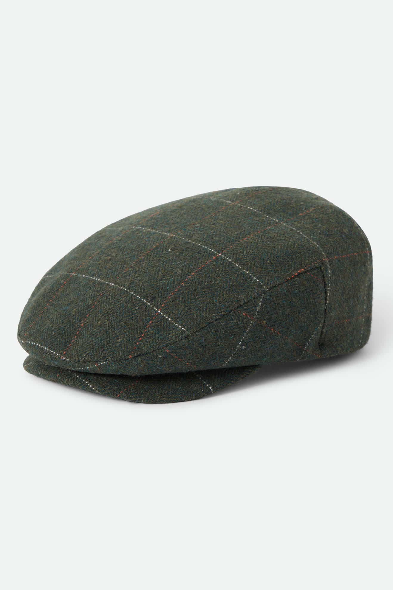Unisex Hooligan Flat Cap in the color Moss/Orange - Front Product View
