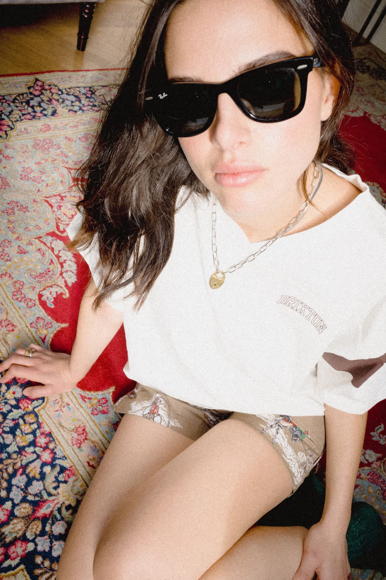 Women's Brixton Boxy Cropped Football T-Shirt in the color Off White - Women's Lifestyle image