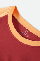 Women's Swallow Sky Cropped Raglan in the color Robust Red/Peach Cobbler - Additional Laydown image