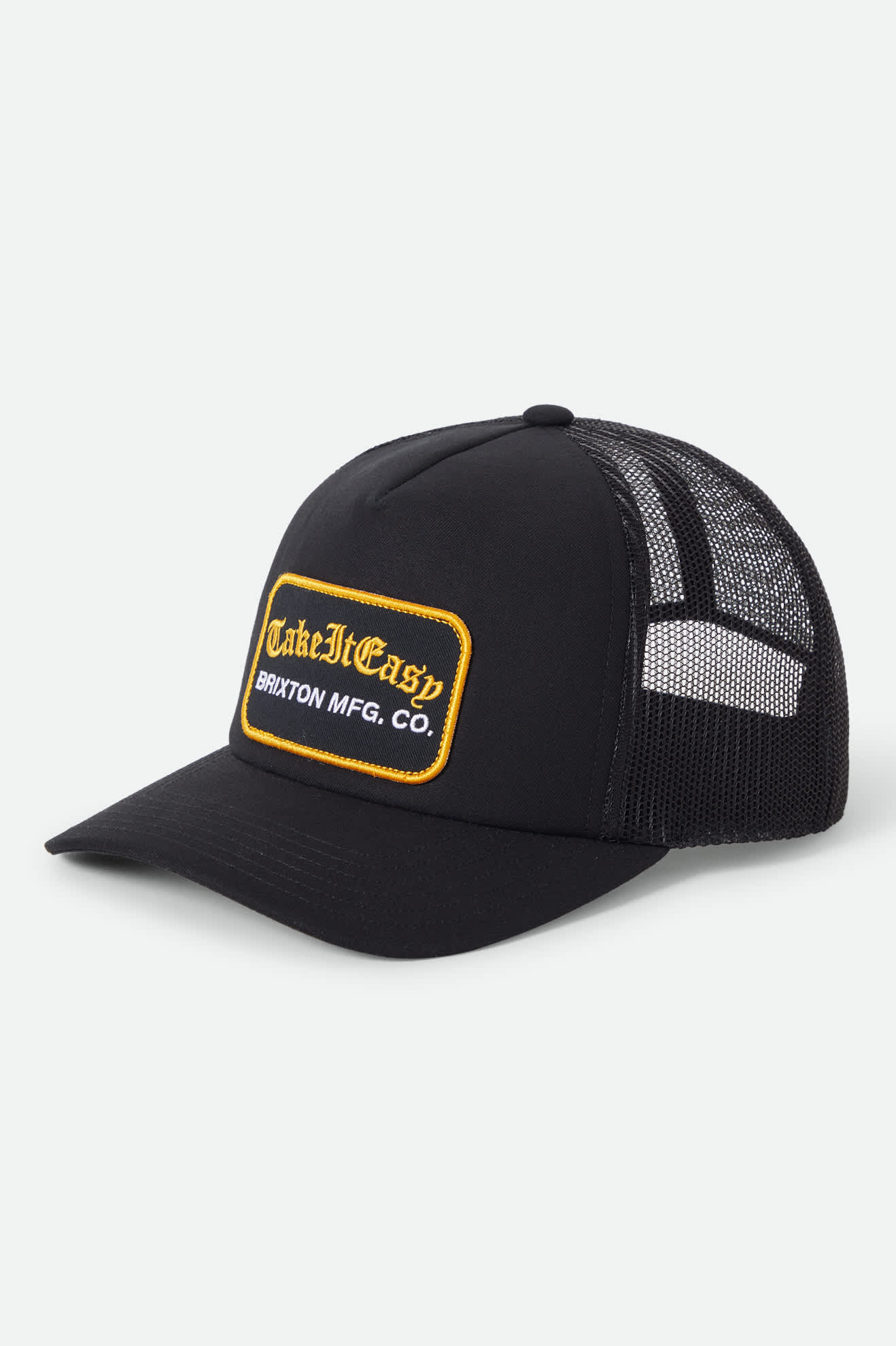 Women's Take It Easy Netplus Trucker Hat in the color Washed Black - Front Product View