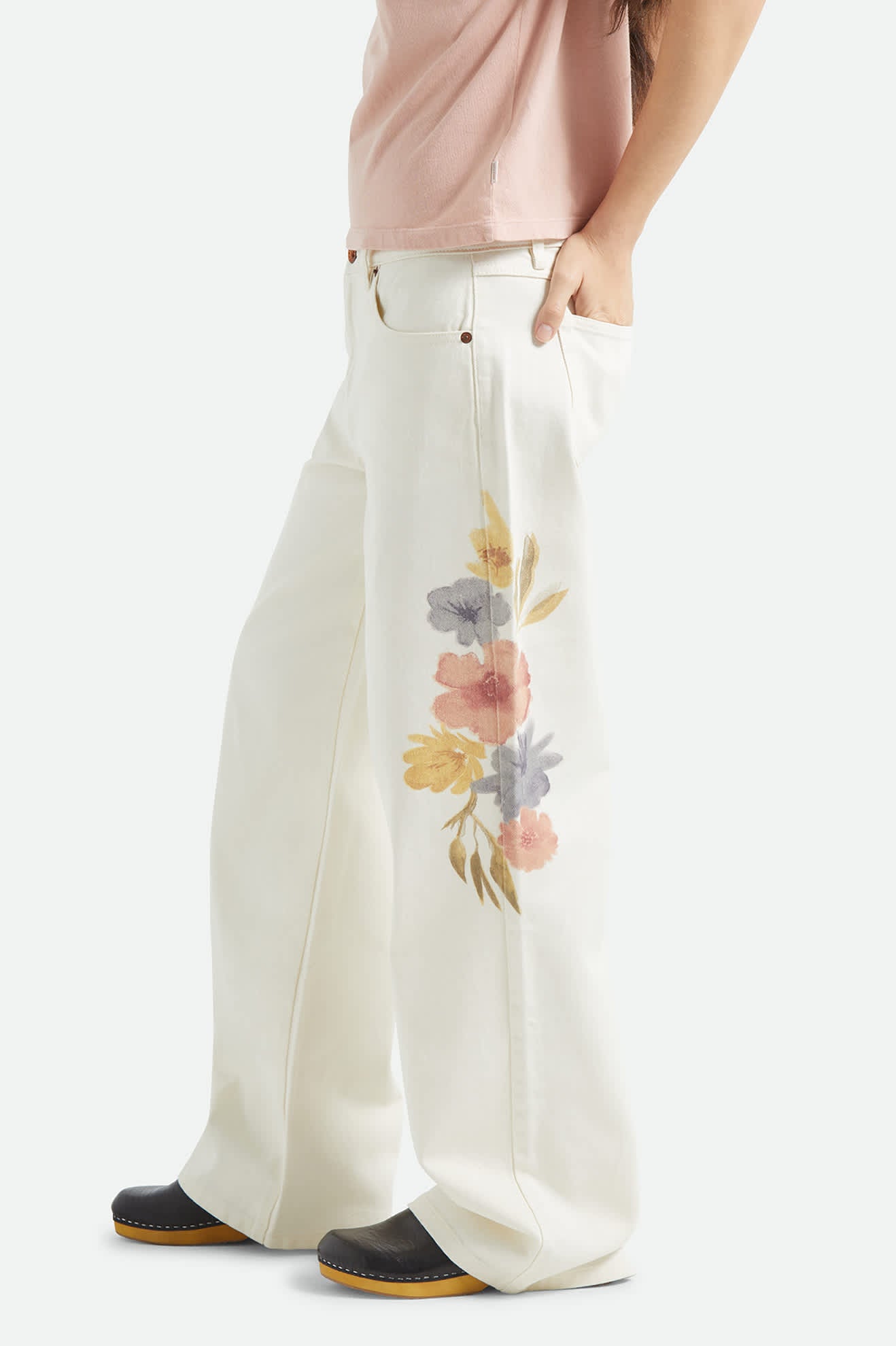 Women's The Chloe 5-Pocket Pant in the color Off White Floral Burst - Women's Side View