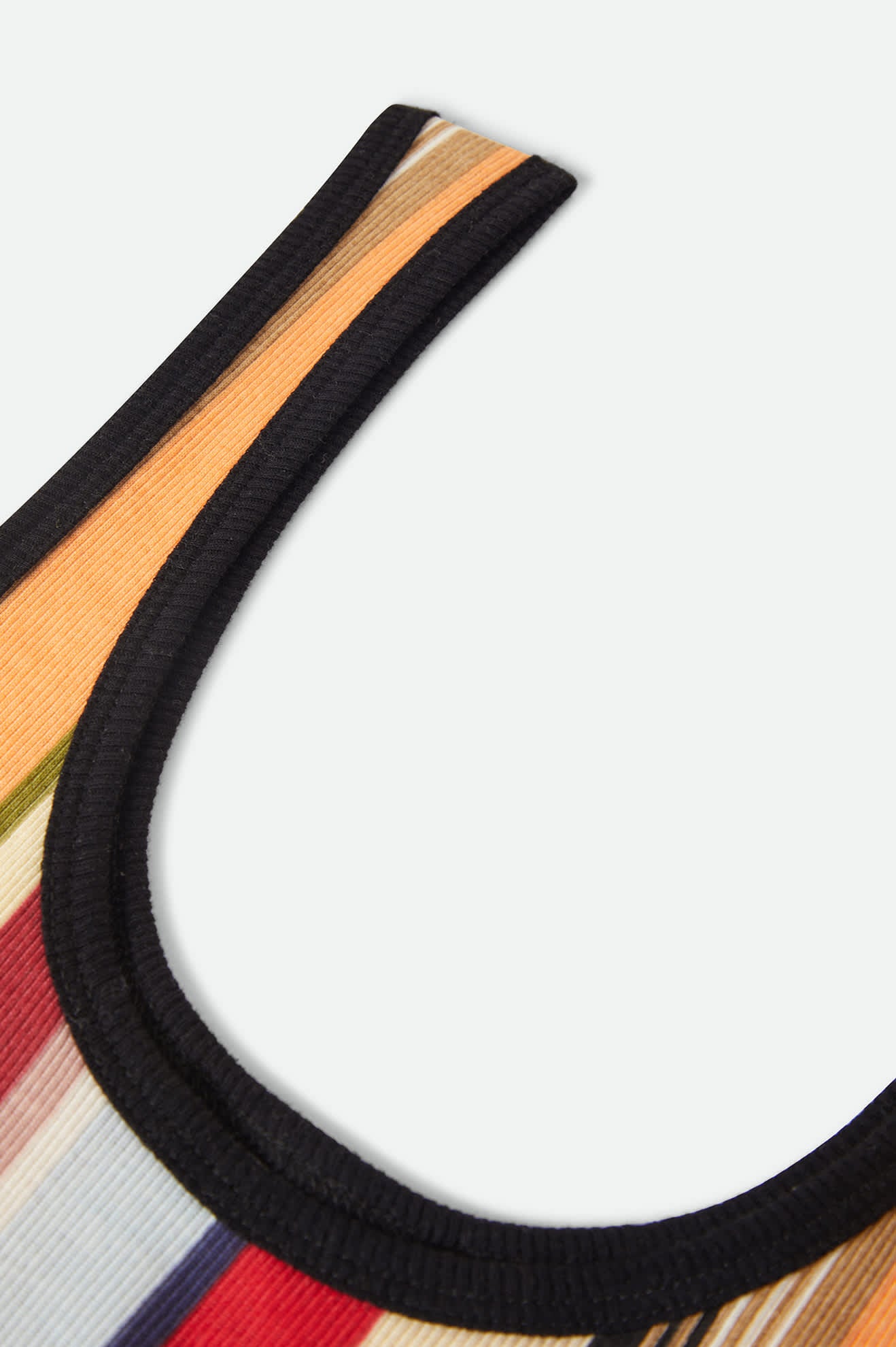 Women's Ringer Organic A-Tank in the color Peach Cobbler Multi Stripe - Additional Laydown image