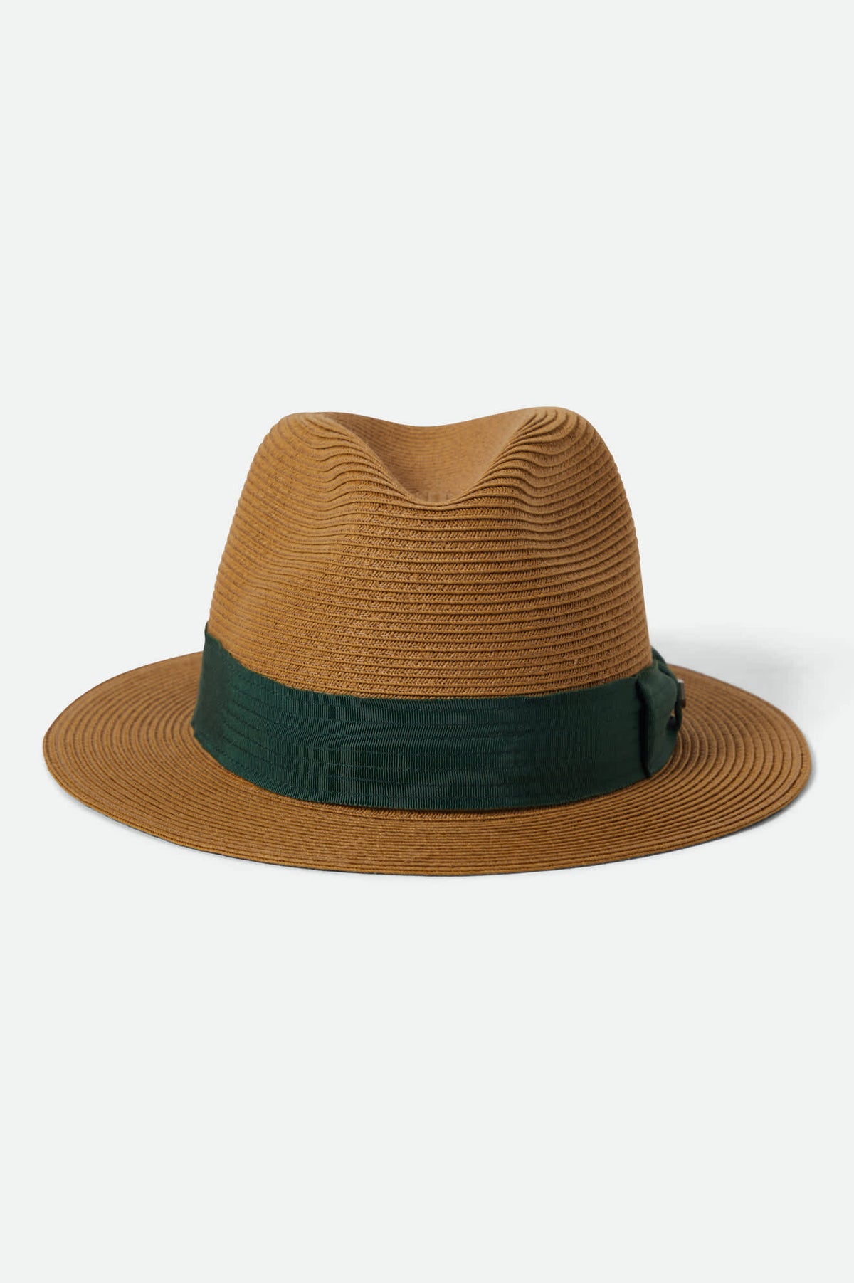 Unisex Roma Straw Packable Fedora in Dark Tan/Primal Green  display picture 3
