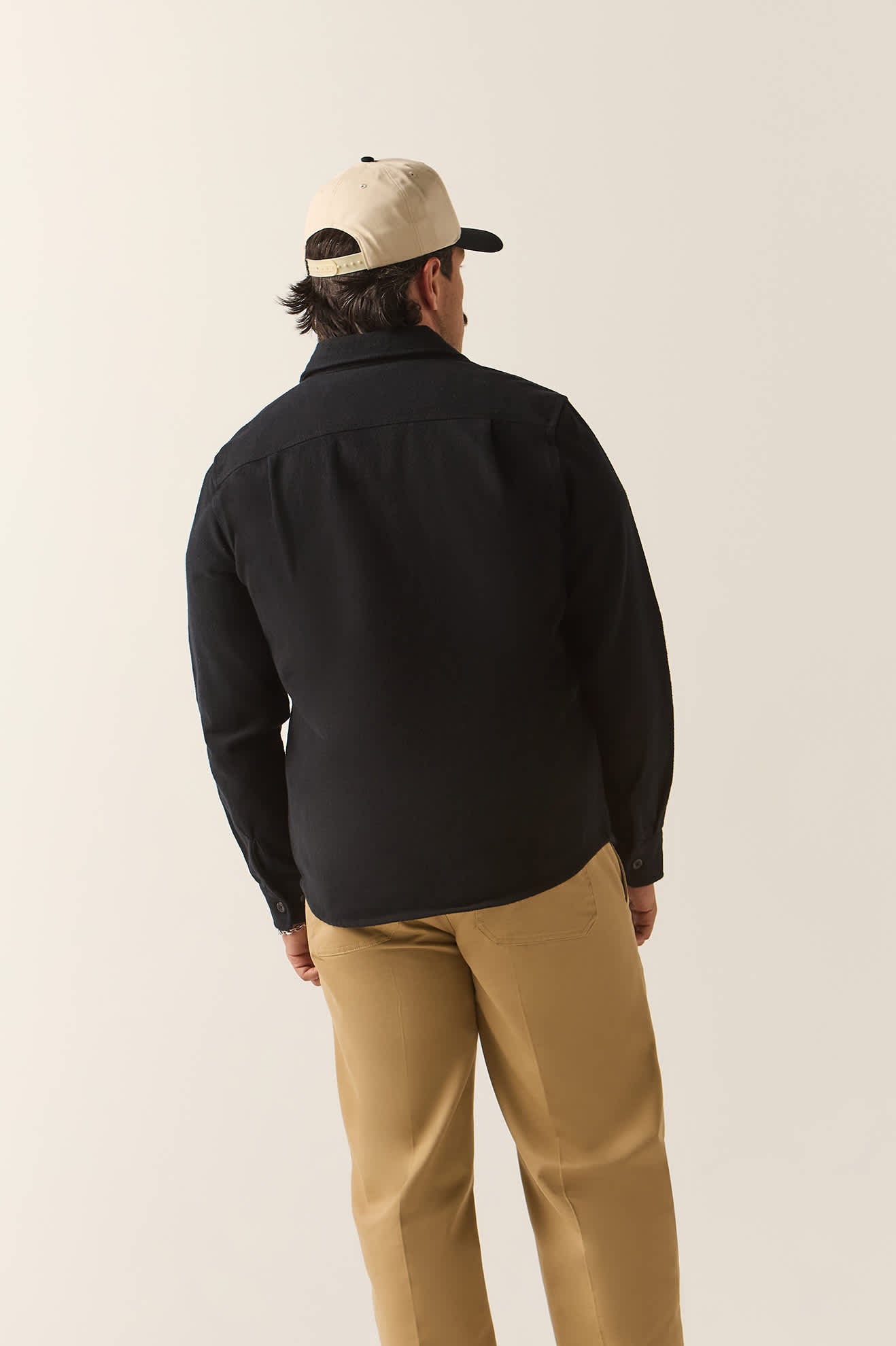 Men's Bowery Heavyweight Flannel in the color Black - Men's Back View