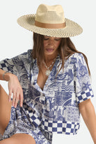 Women's Evangeline Panama Rancher in the color Natural/Black - Women's Front View