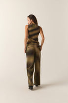 Women's The Audrey Knit Top in the color Washed Black/Khaki Stripe - Additional Fit image