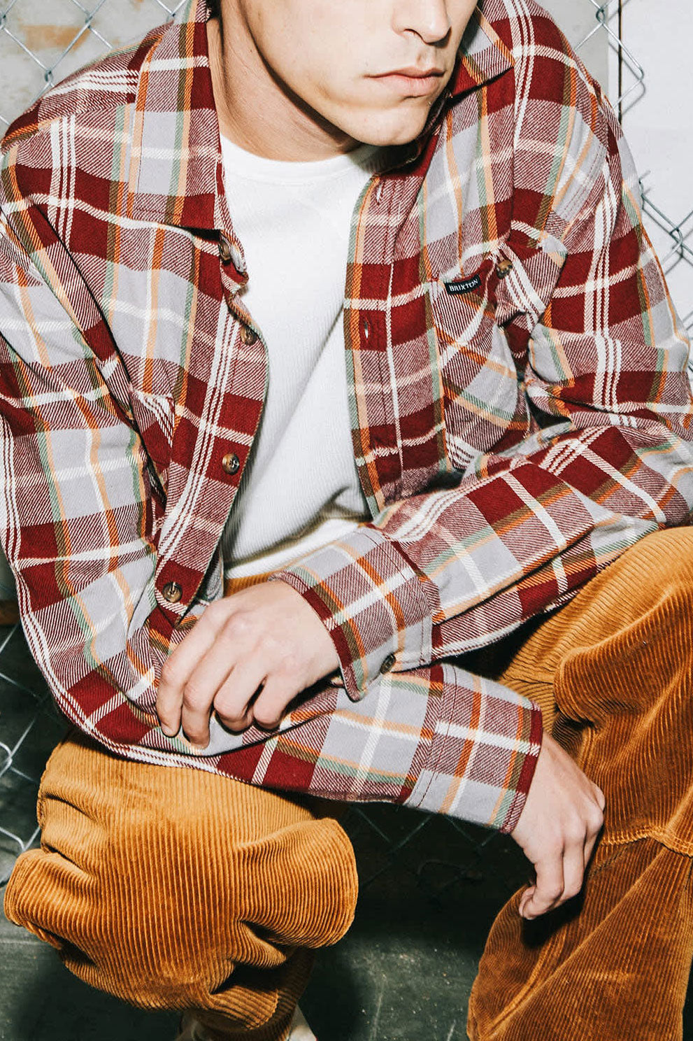 Men's Vintage Wash Flannel in the color Maroon Red/Beige/Green - Men's Lifestyle image