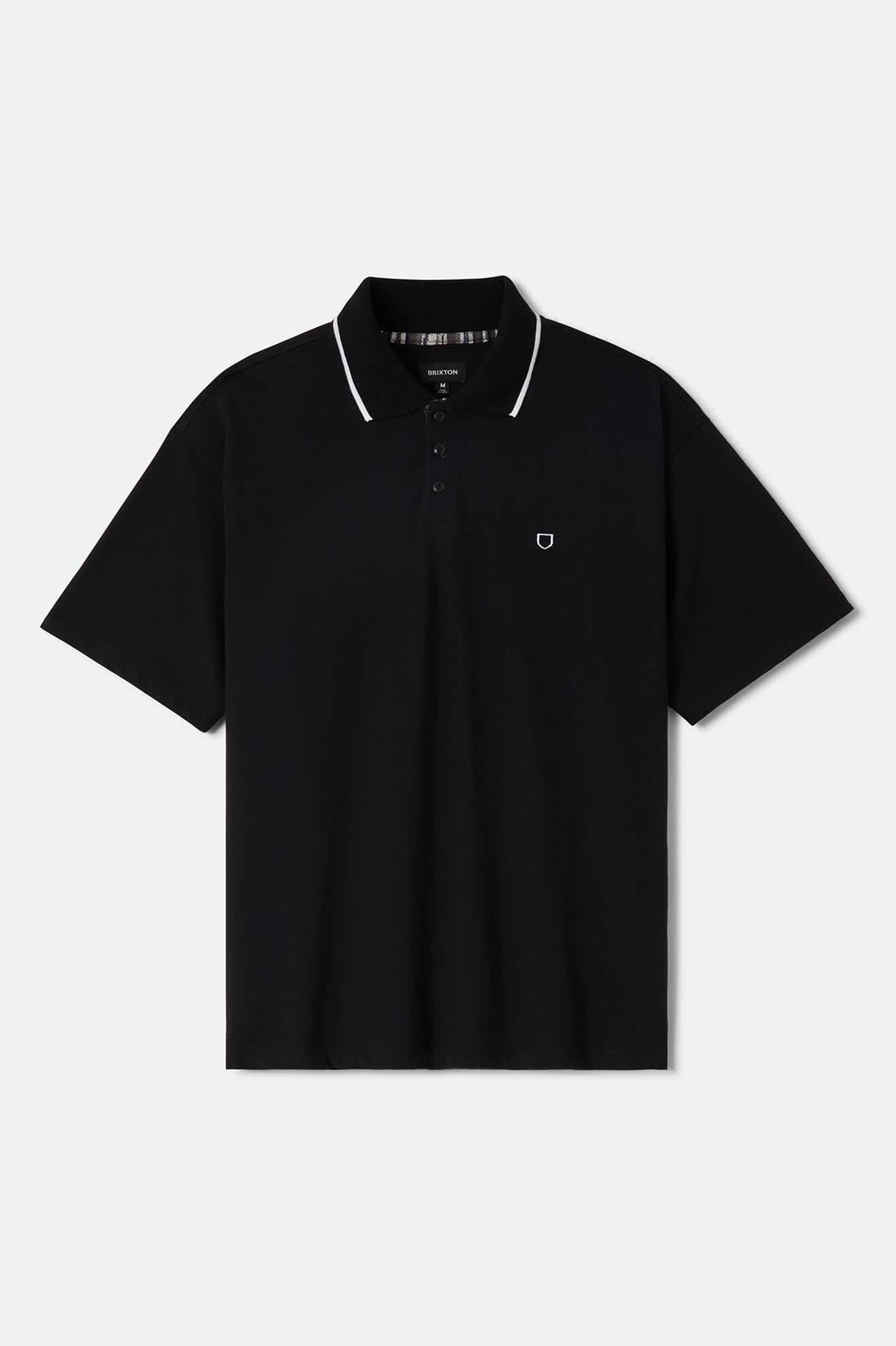 Men's Anton Short Sleeve Polo in the color Black - Front Product View