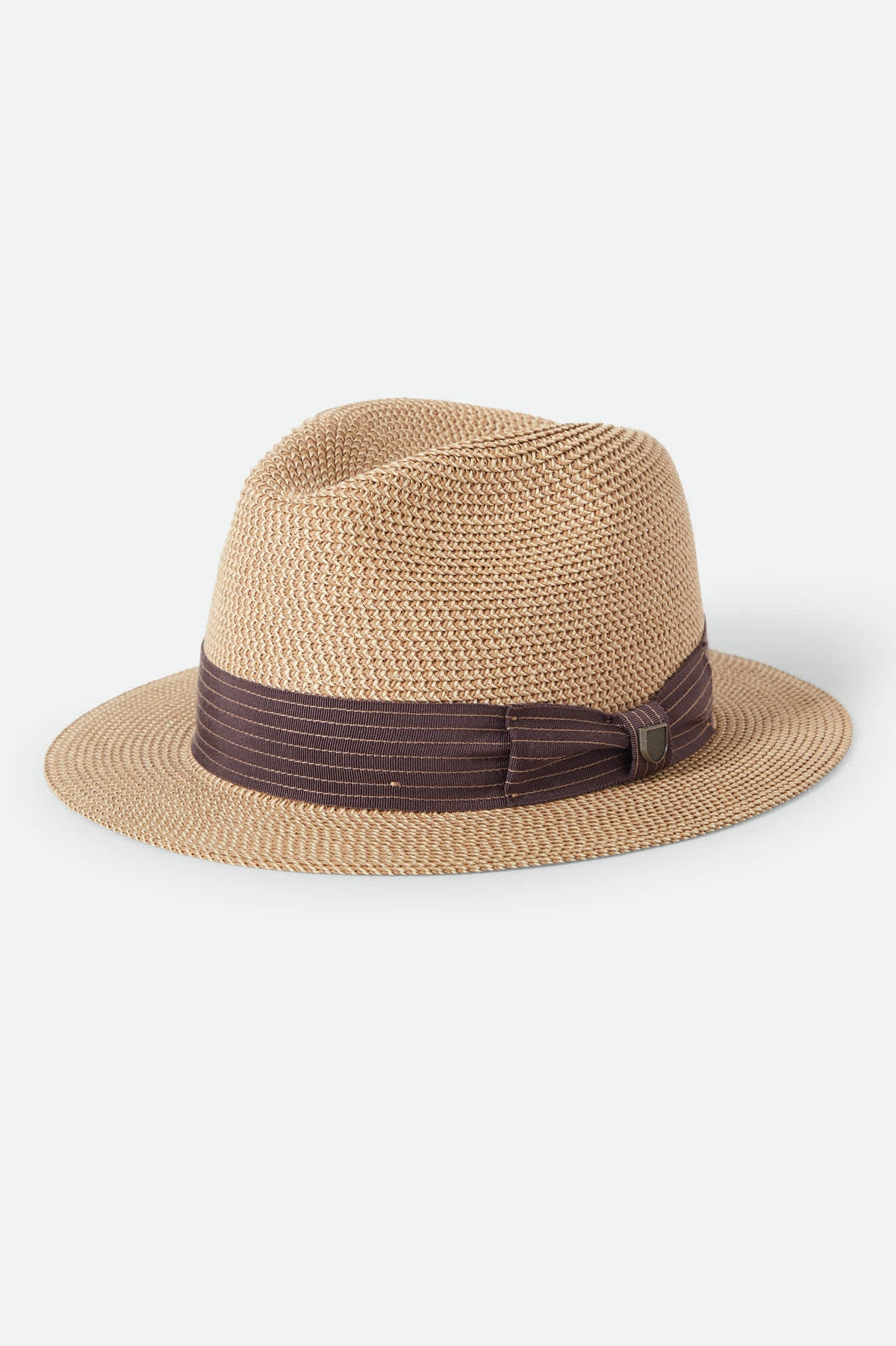 Women’s Cream Straw Fedora Hat with Brown Braided Band Unisex Roma Straw Packable Fedora in Multi Brown/Chocolate  main image 4