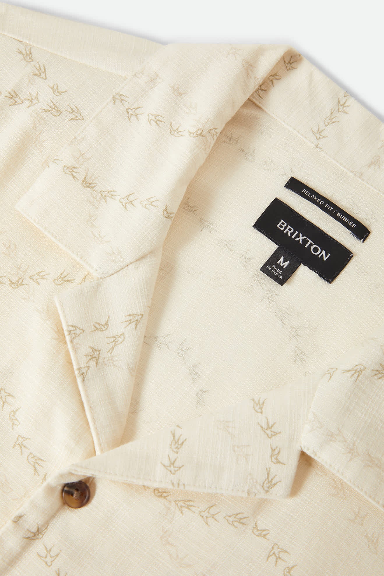 Men's Bunker Slub Short Sleeve Shirt in the color Whitecap/Black Swallows - Additional Laydown image