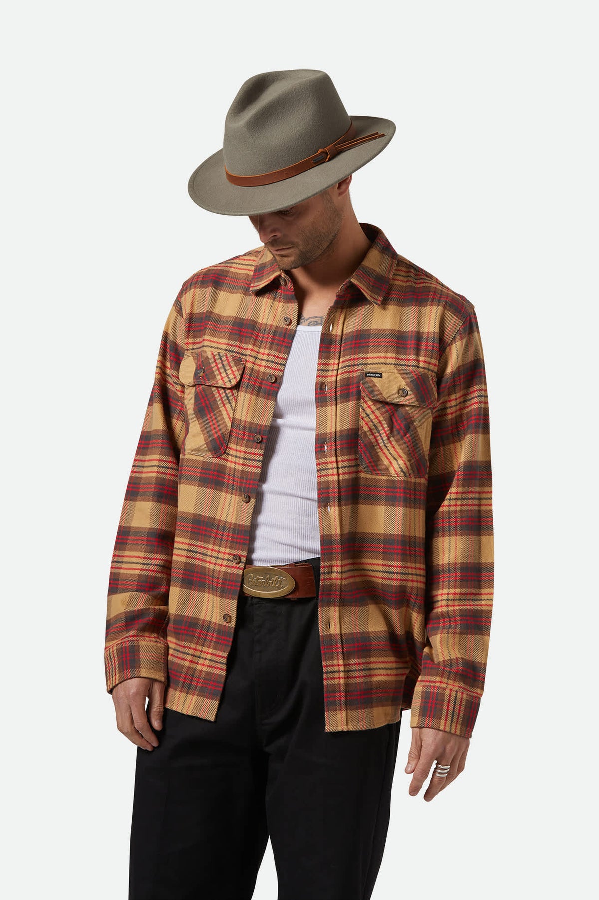 brixton messer fedora tobacco Unisex Messer Traditional Fedora in Brindle – Brixton